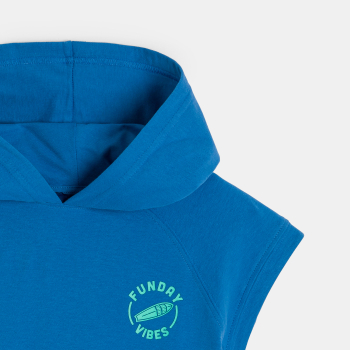 سويت شيرت بغطاء للرأس وأكمام قصيرة أخضر اللون للأولاد